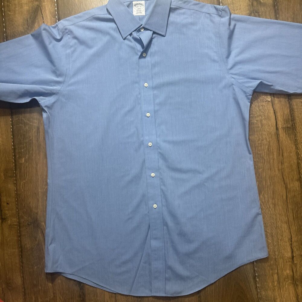 Brooks Brothers 1818 Regent Mens Shirt L Blue Button Down Convertible Cuff